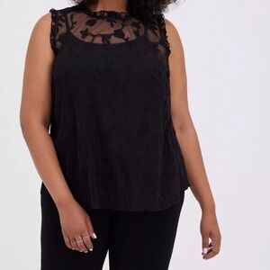 Torrid Black Sleeveless Lace Blouse